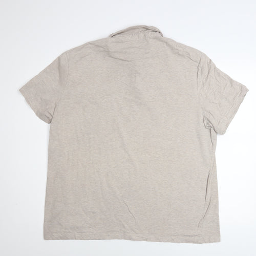 H&M Men Beige Slim Fit Cotton Polo Shirt Size 2XL Short Sleeve