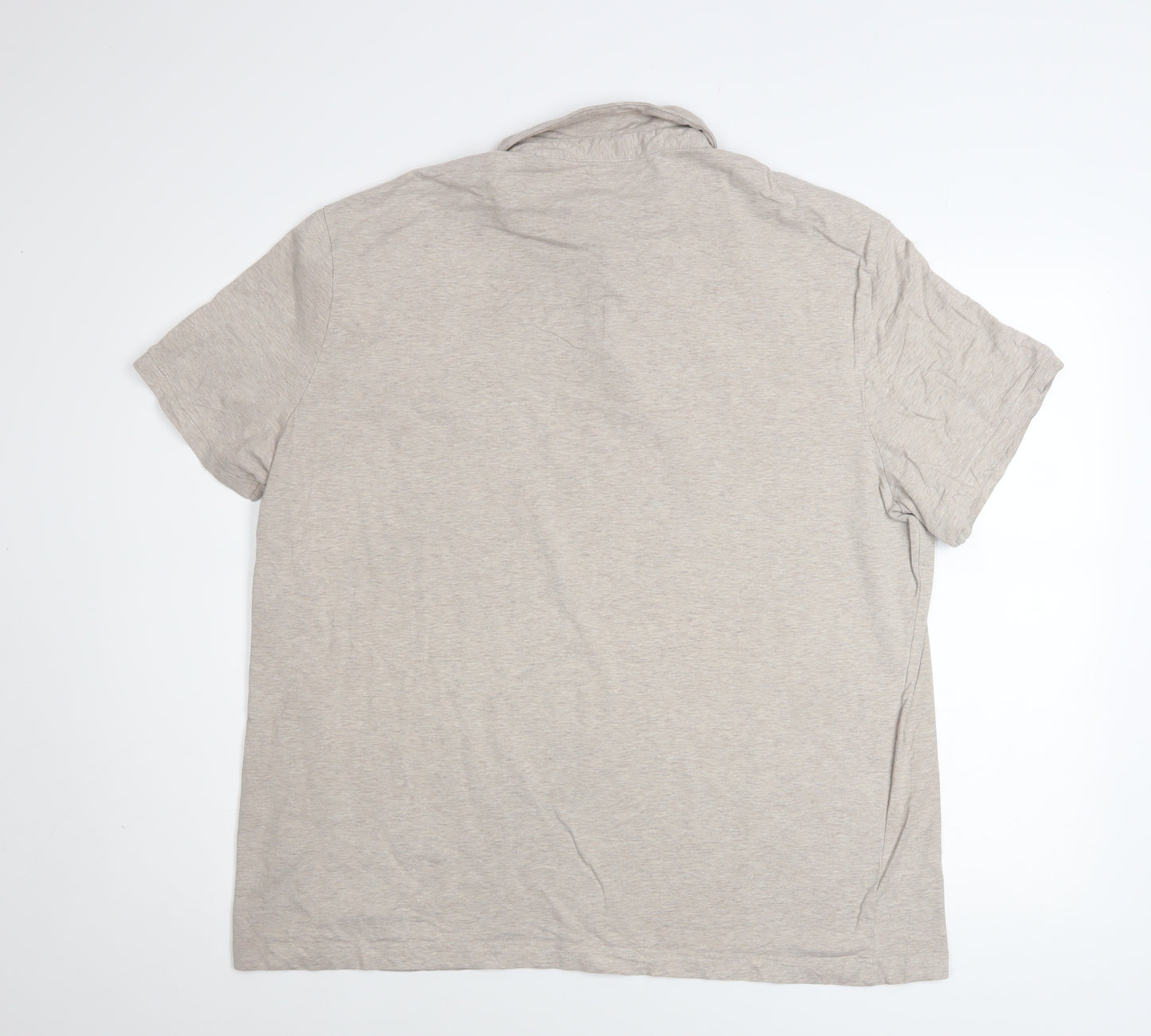 H&M Men Beige Slim Fit Cotton Polo Shirt Size 2XL Short Sleeve