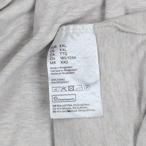 H&M Men Beige Slim Fit Cotton Polo Shirt Size 2XL Short Sleeve