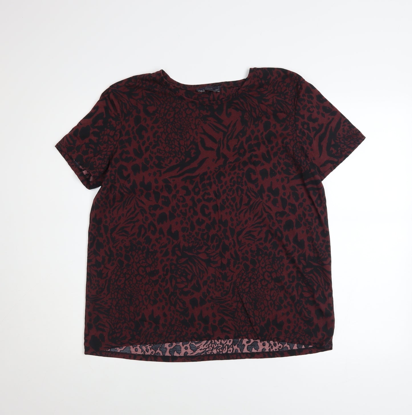 Marks and Spencer Women’s Brown Animal Print Short Sleeve T-Shirt Size 16