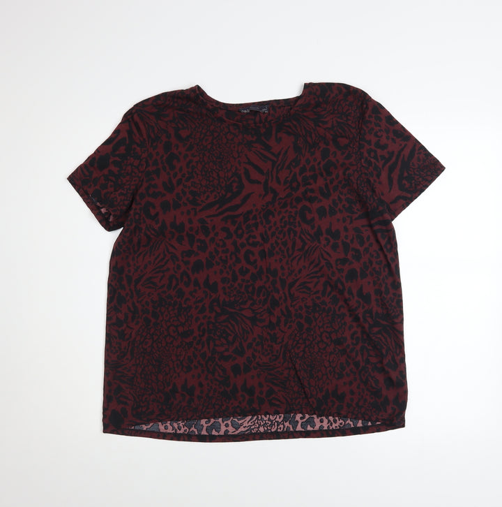 Marks and Spencer Women’s Brown Animal Print Short Sleeve T-Shirt Size 16