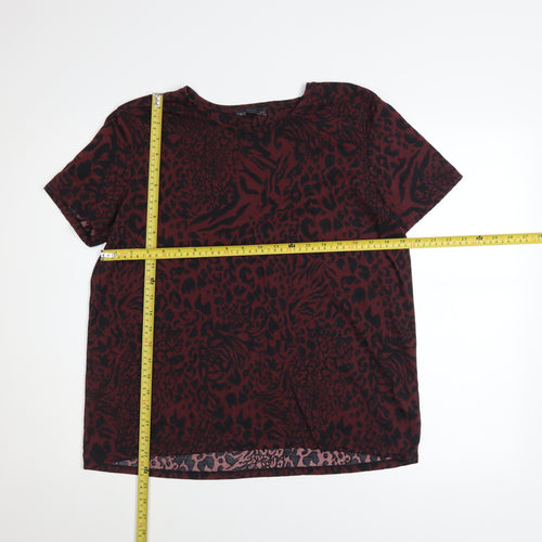 Marks and Spencer Women’s Brown Animal Print Short Sleeve T-Shirt Size 16