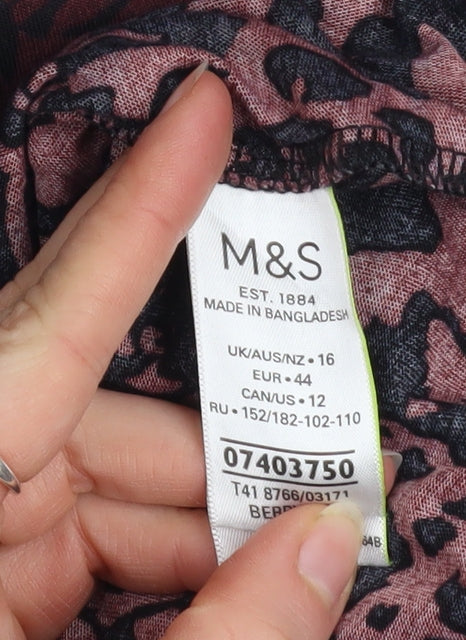 Marks and Spencer Women’s Brown Animal Print Short Sleeve T-Shirt Size 16