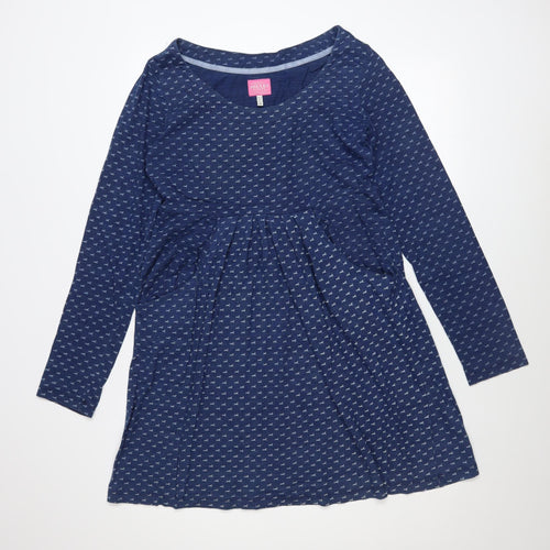 Joules Womens Blue Cotton Animal Print Fit & Flare Dress Size 10