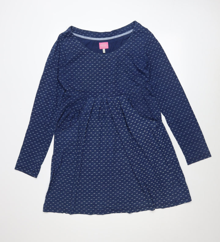 Joules Womens Blue Cotton Animal Print Fit & Flare Dress Size 10