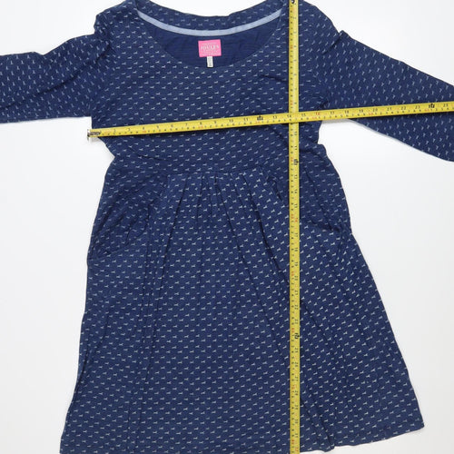 Joules Womens Blue Cotton Animal Print Fit & Flare Dress Size 10