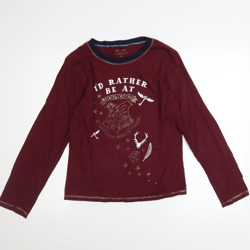 Harry Potter Womens Red XS Long Sleeve T-Shirt Nightshirt Hogwarts