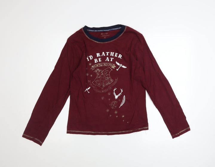 Harry Potter Womens Red XS Long Sleeve T-Shirt Nightshirt Hogwarts