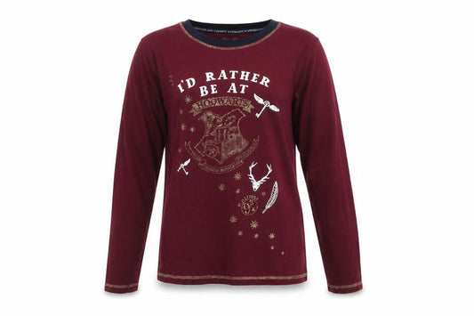 Harry Potter Womens Red XS Long Sleeve T-Shirt Nightshirt Hogwarts
