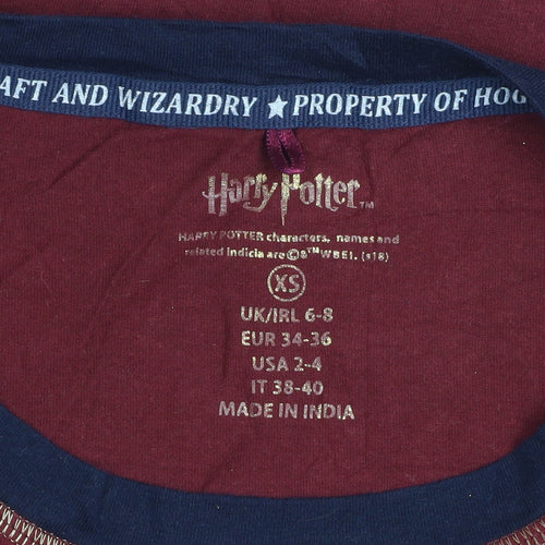 Harry Potter Womens Red XS Long Sleeve T-Shirt Nightshirt Hogwarts