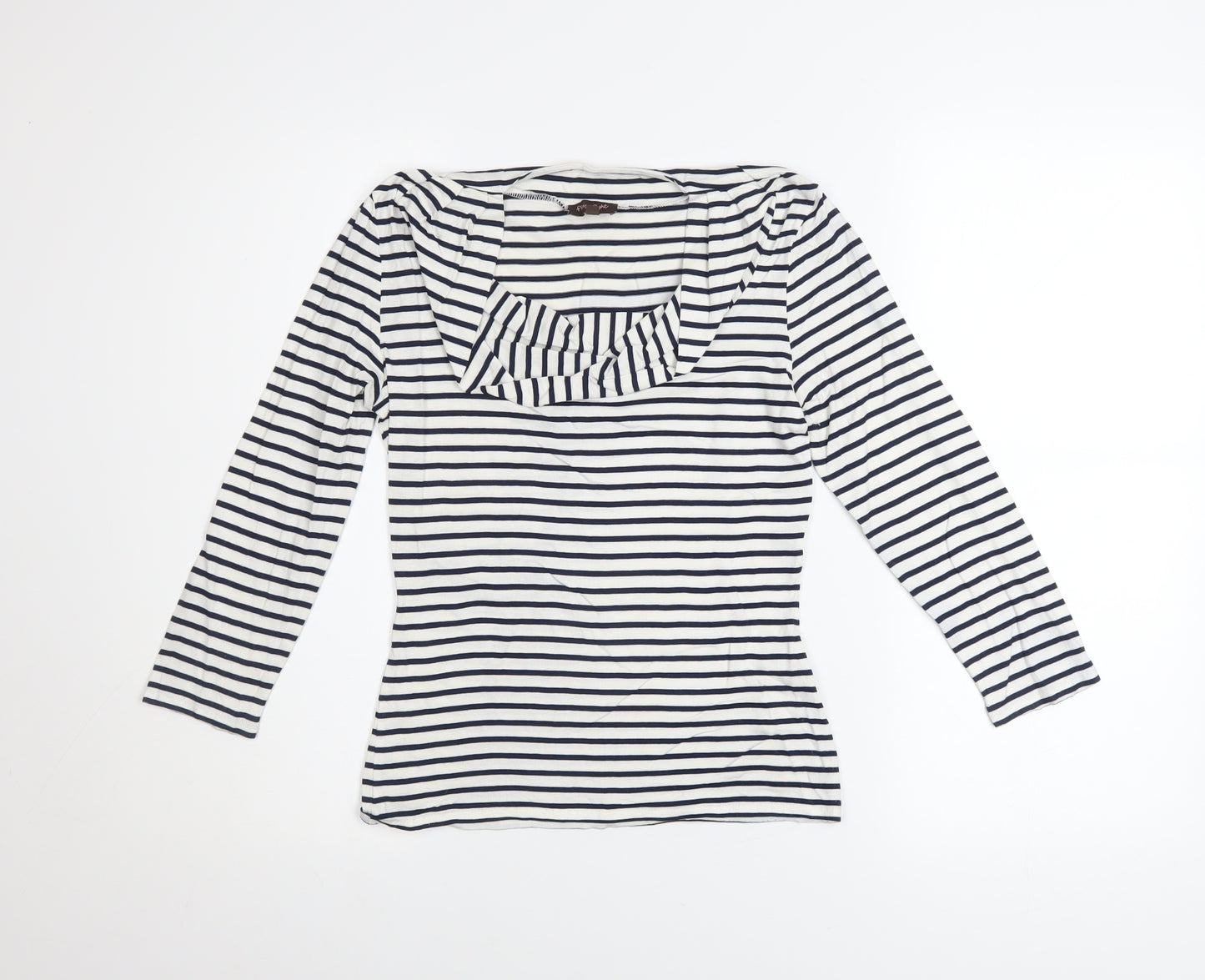 Phase Eight Women’s Navy White Striped Cowl Neck Long Sleeve Top Size 8