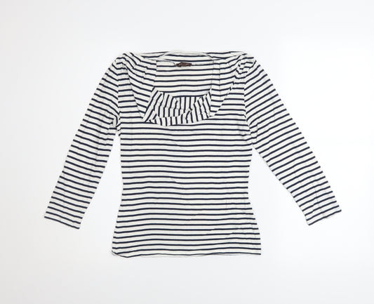 Phase Eight Women’s Navy White Striped Cowl Neck Long Sleeve Top Size 8