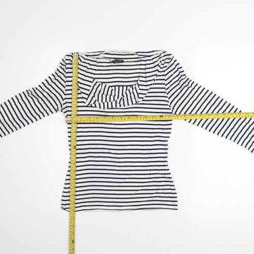Phase Eight Women’s Navy White Striped Cowl Neck Long Sleeve Top Size 8