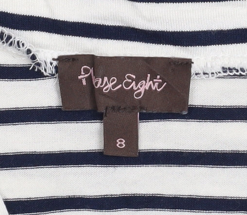 Phase Eight Women’s Navy White Striped Cowl Neck Long Sleeve Top Size 8