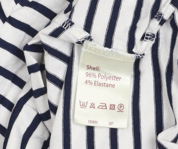 Phase Eight Women’s Navy White Striped Cowl Neck Long Sleeve Top Size 8