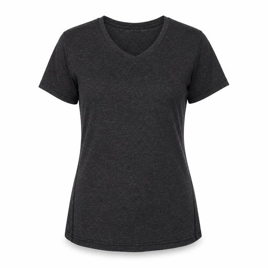Cuzone Women Black V-Neck Short Sleeve Active T-Shirt L