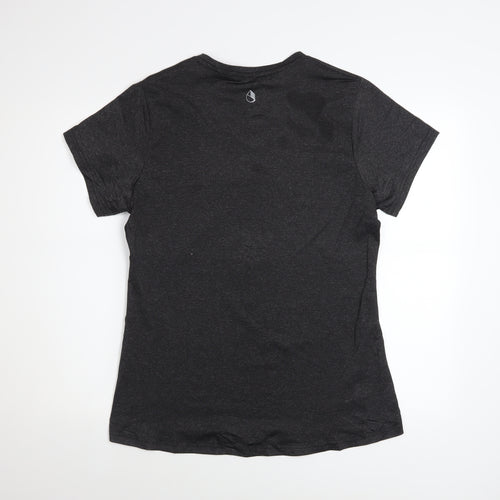 Cuzone Women Black V-Neck Short Sleeve Active T-Shirt L