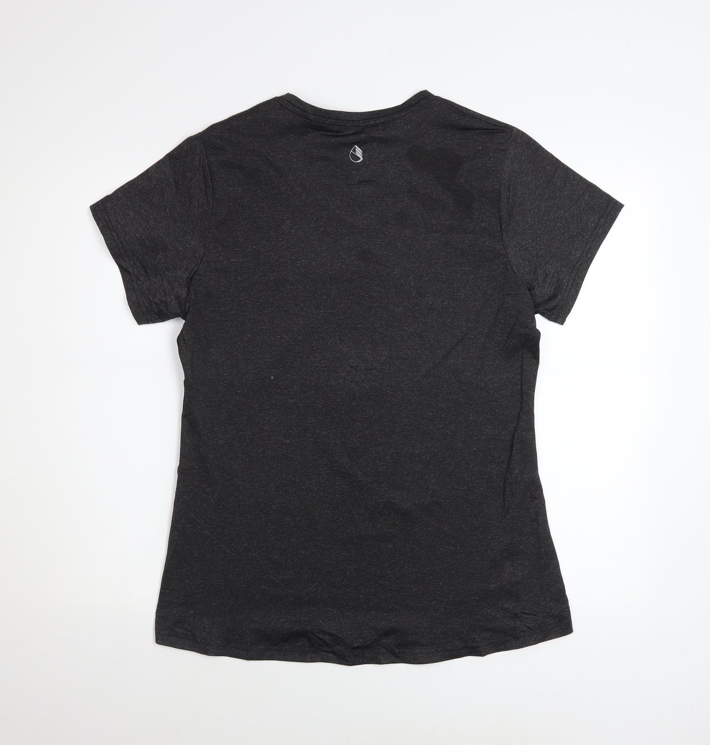 Cuzone Women Black V-Neck Short Sleeve Active T-Shirt L
