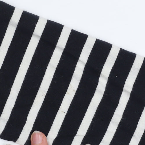 Warehouse Women’s Black White Striped Off Shoulder Top UK 10 Cotton Blend