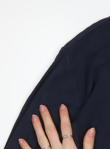 Schoffel Womens Blue Cotton Blend Long Sleeve Collared Blouse Size 12