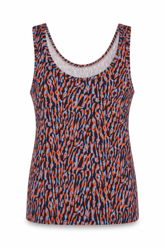 Front view of Hush Women's Multicoloured Animal Print Cotton Tank Top, size S