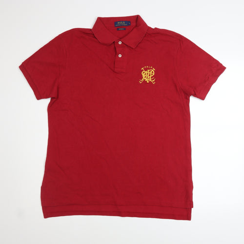 Ralph Lauren Men's Red Cotton Polo Shirt L Custom Fit