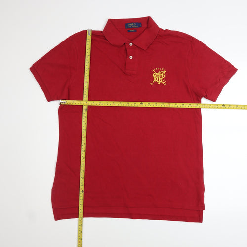 Ralph Lauren Men's Red Cotton Polo Shirt L Custom Fit