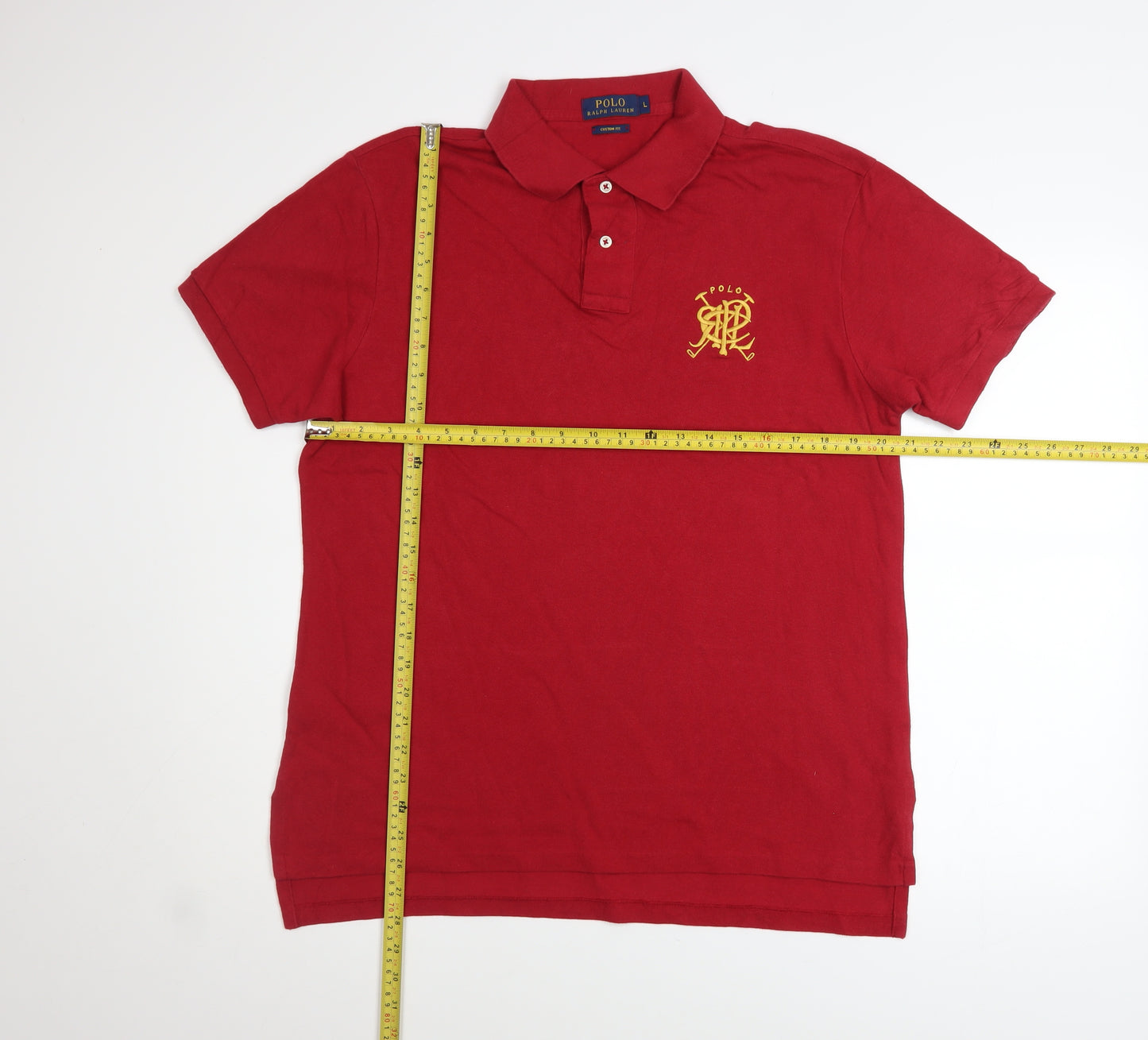 Ralph Lauren Men's Red Cotton Polo Shirt L Custom Fit