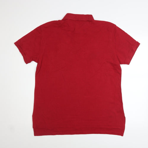 Ralph Lauren Men's Red Cotton Polo Shirt L Custom Fit