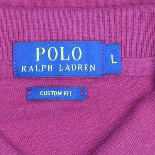 Ralph Lauren Men's Red Cotton Polo Shirt L Custom Fit