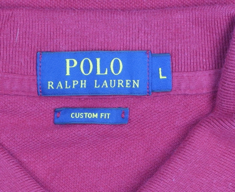 Ralph Lauren Men's Red Cotton Polo Shirt L Custom Fit