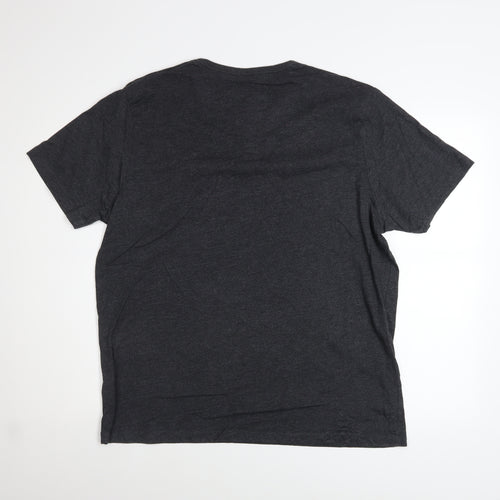 St George by Duffer Men's Grey Henley Short Sleeve Cotton Blend Shirt Size L