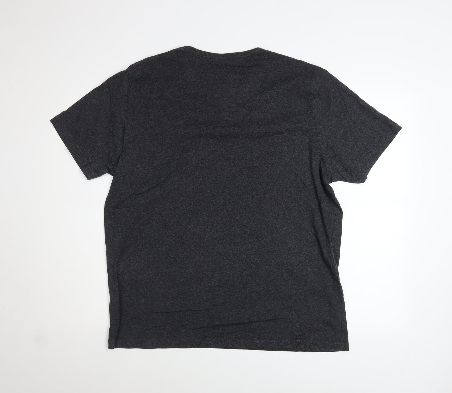 St George by Duffer Men's Grey Henley Short Sleeve Cotton Blend Shirt Size L