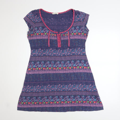 White Stuff Women’s Purple Floral Cotton Shift Dress Size 14