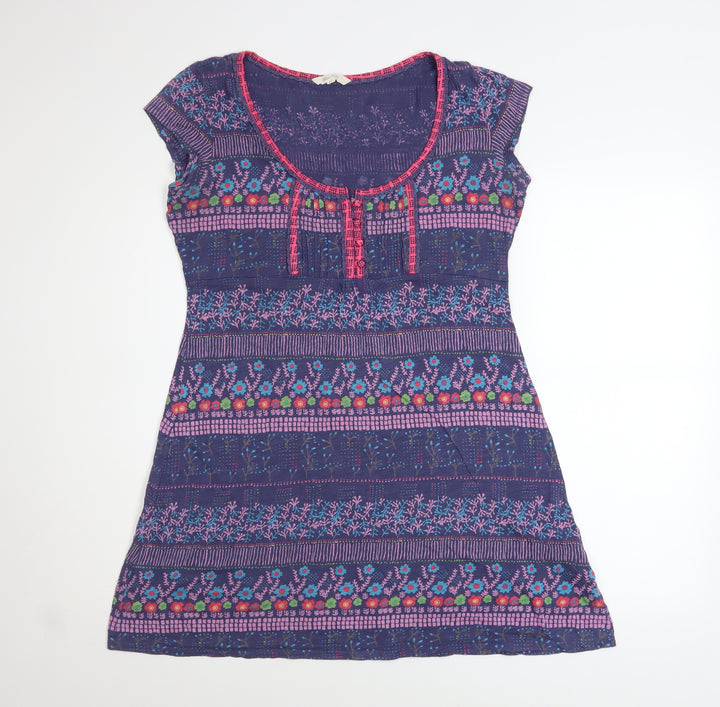 White Stuff Women’s Purple Floral Cotton Shift Dress Size 14