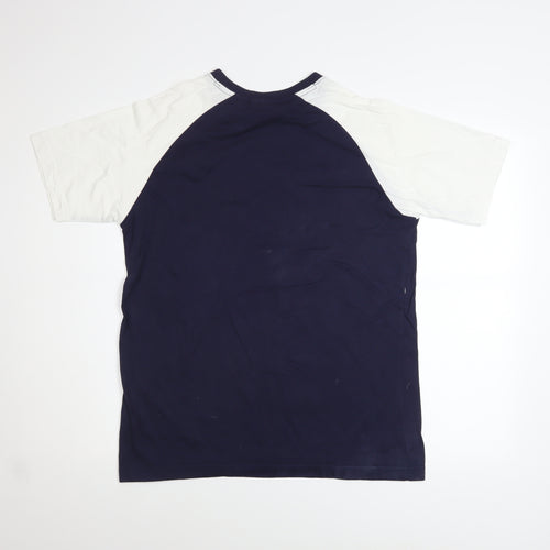 Fila Mens Blue White Crew Neck Short Sleeve Logo T-Shirt Size M