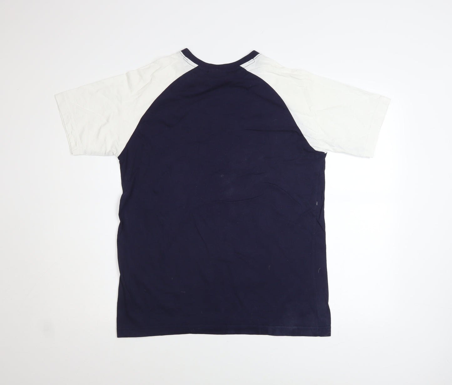 Fila Mens Blue White Crew Neck Short Sleeve Logo T-Shirt Size M