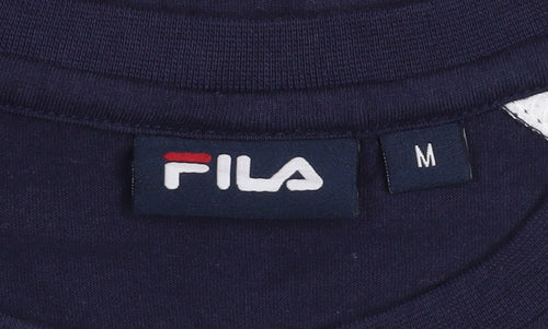 Fila Mens Blue White Crew Neck Short Sleeve Logo T-Shirt Size M