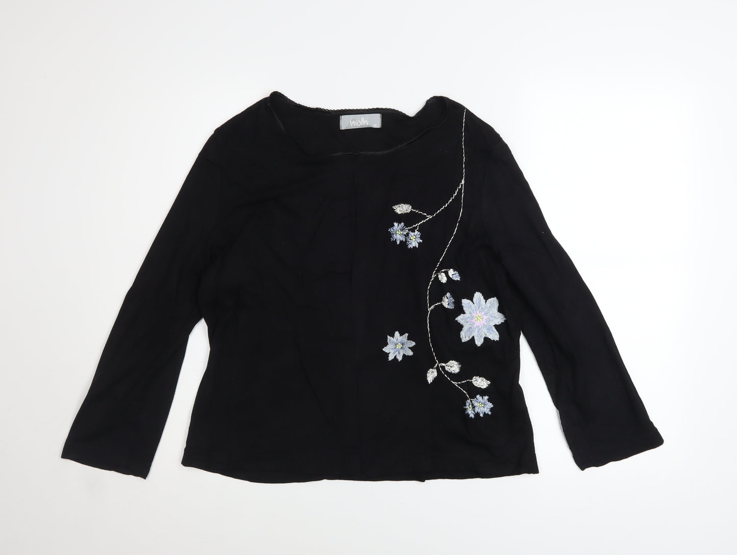 Wallis Women’s Black Floral Embroidered Scoop Neck Jumper Size 12
