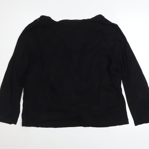 Wallis Women’s Black Floral Embroidered Scoop Neck Jumper Size 12