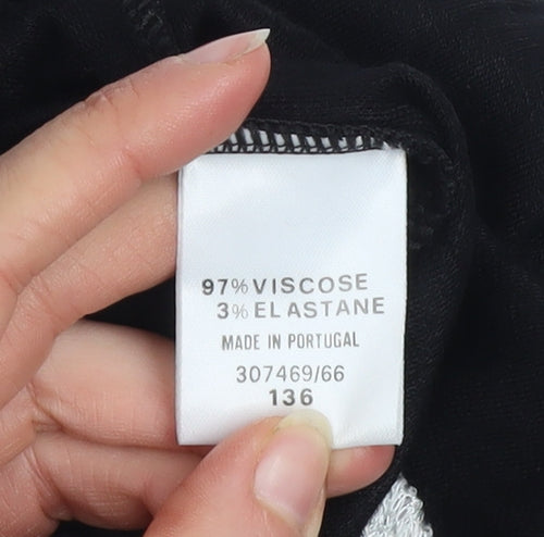 Wallis Women’s Black Floral Embroidered Scoop Neck Jumper Size 12
