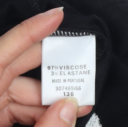Wallis Women’s Black Floral Embroidered Scoop Neck Jumper Size 12