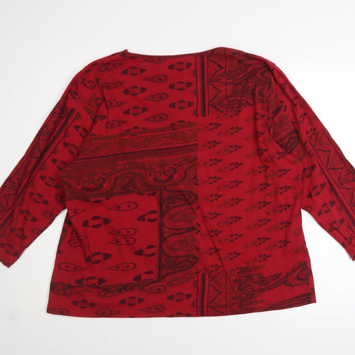 Dash Women’s Red Paisley 3/4 Sleeve Cotton Top Size 22