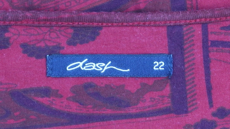 Dash Women’s Red Paisley 3/4 Sleeve Cotton Top Size 22