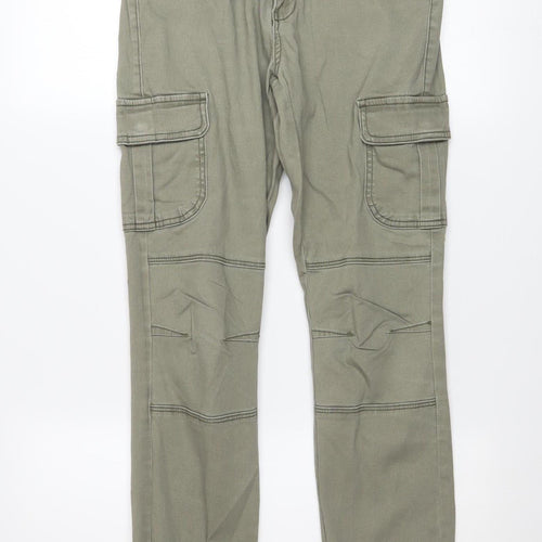 Vero Moda Women's Green Cargo Jeans Size M Regular Fit Stretch Denim