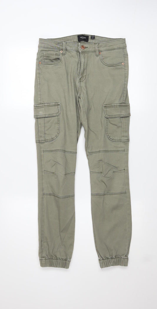 Vero Moda Women's Green Cargo Jeans Size M Regular Fit Stretch Denim