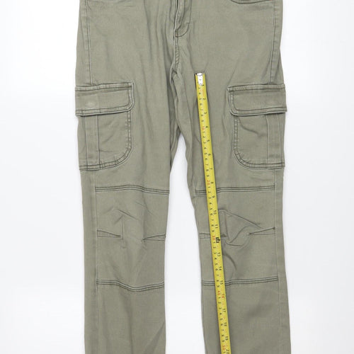 Vero Moda Women's Green Cargo Jeans Size M Regular Fit Stretch Denim