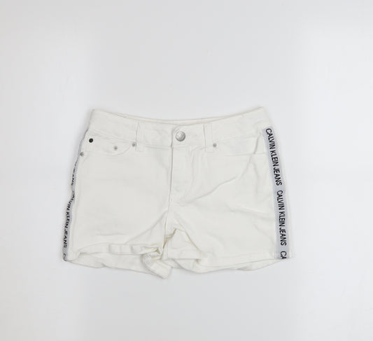Calvin Klein Girls White Chino Shorts 10 Years Stretch Cotton Twill