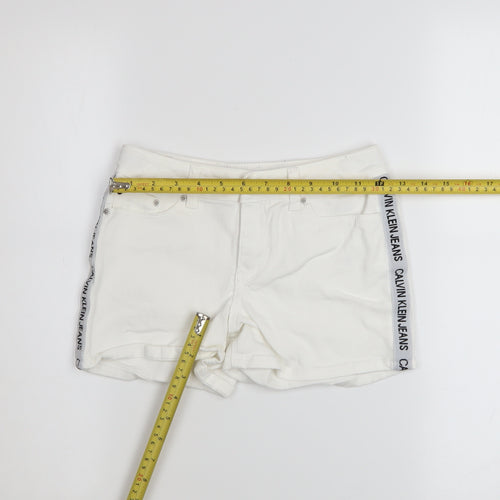 Calvin Klein Girls White Chino Shorts 10 Years Stretch Cotton Twill