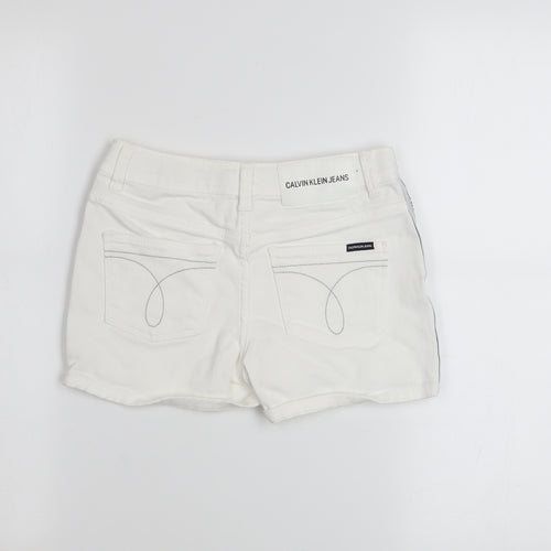 Calvin Klein Girls White Chino Shorts 10 Years Stretch Cotton Twill